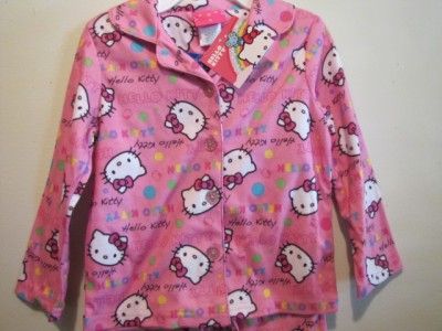   Girls 2 Piece HELLO KITTY Soft Pink Flannel Pajamas, Sz 4, 10  