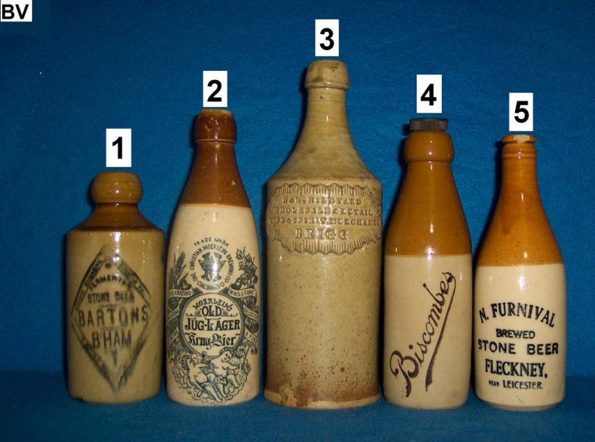 COLLECTION 48 POTTERY USA UK BEER BOTTLES STONEWARE  