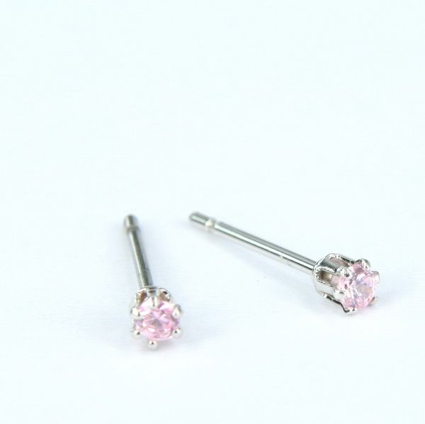 MINI STUD 2x2mm PINK SAPPHIRE 18kgp EARRINGS**  