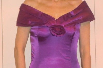 MODA INTl SHINY & SILKY PURPLE w/ BOW & SHAWL COLLAR ELEGANT COCKTAIL 