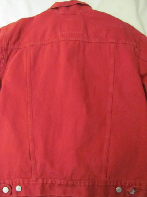 VINTAGE RED LEVIS Denim JACKET Metal Buttons MADE USA 80s RARE 