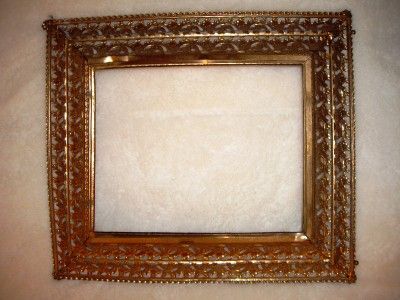 Vintage Shabby Large Copper Filigree Shadow Box Frame  