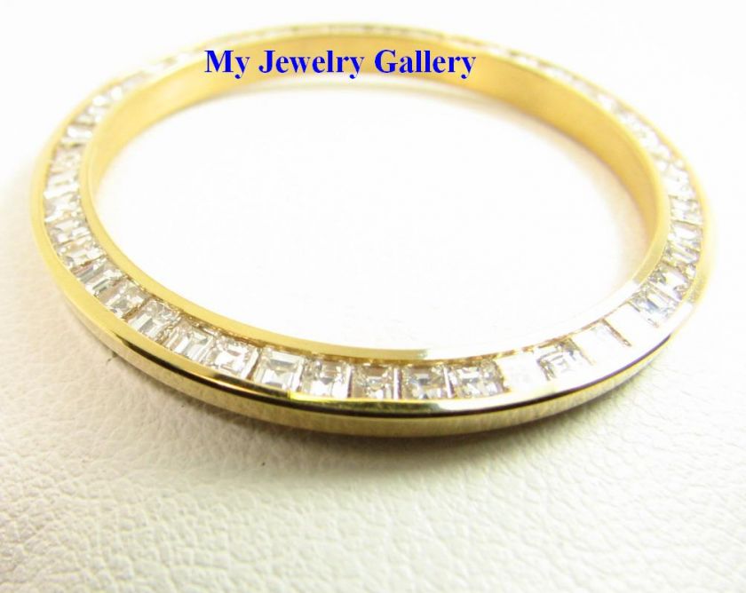 18K Y GOLD BAGUETTE DIAMOND BEZEL FOR MID  SIZE ROLEX  