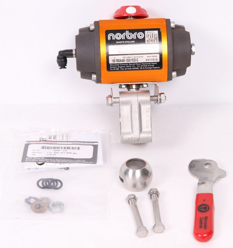 NORBRO 40R SERIES ACTUATOR 1 1/4 WORCESTER BALL VALVE & NEW REBUILD 