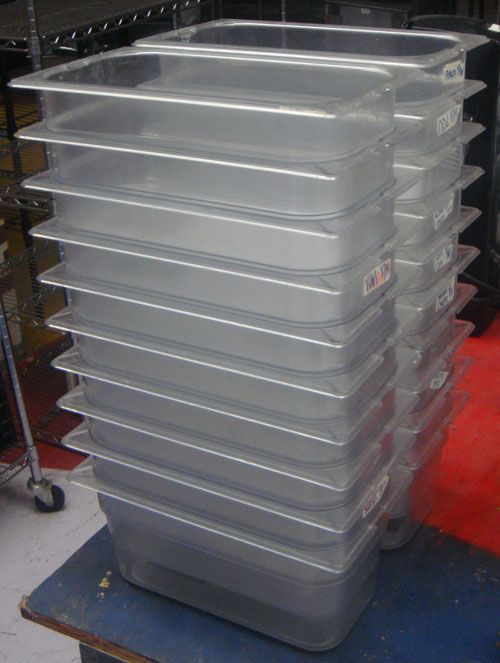 Stack of 20 Plastic Prep Pans  