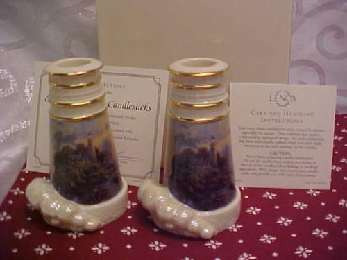 retired lenox thomas kinkade sea of tranquility candlesticks new with