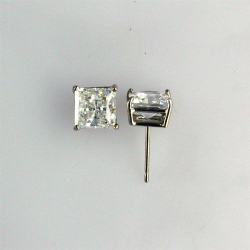 E15355 14K solid gold 0.5ct princess CZ stud earrings  