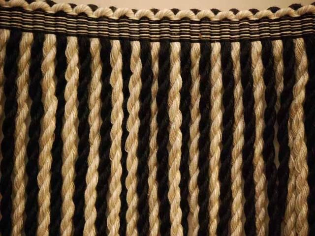 Decorative Bullion Fringe Trim Black Cream Gray 6Wide  