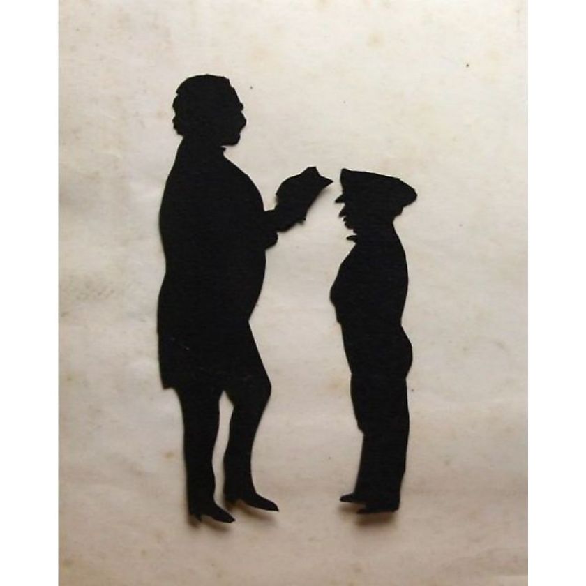 Victorian Antique Man Boy Paper Cut Silhouette Picture  