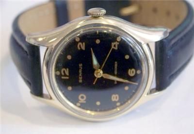 10k RGP BENRUS Mens Winding Watch 1940s* GOOD Condition  