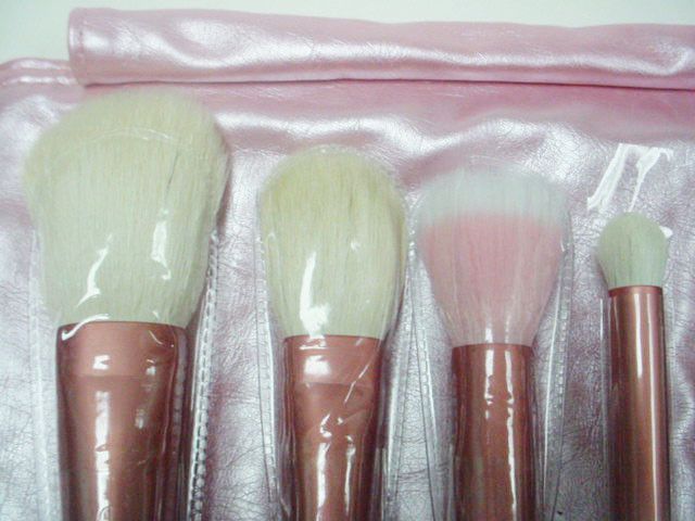 18 MAKEUP BRUSHES PINK + POUCH SET CASE KIT GOAT HAIR COSMETIC MINERAL 