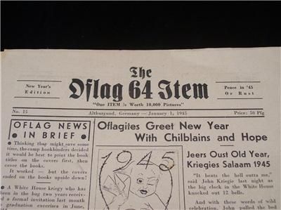 ORIGINAL JAN. 1945 OFLAG 64 ITEM WWII POW CAMP NEWSPAPER PRISONER OF 