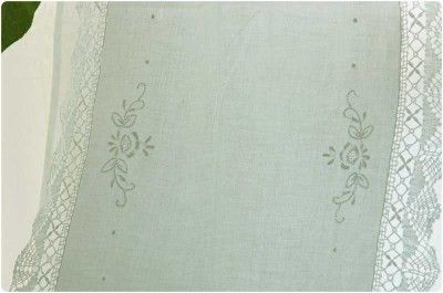 Vintage Hand Embroidery Bobbin Lace Cotton Table Runner L  