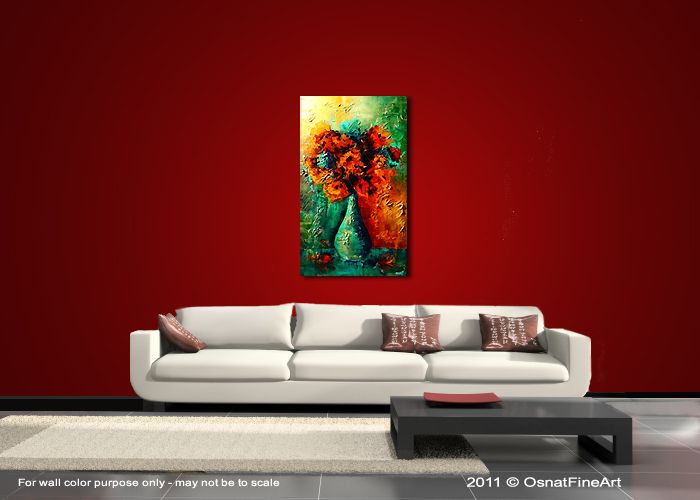 32 RED FLOWERS Modern art ABSTRACT PAINTING by OSNAT  