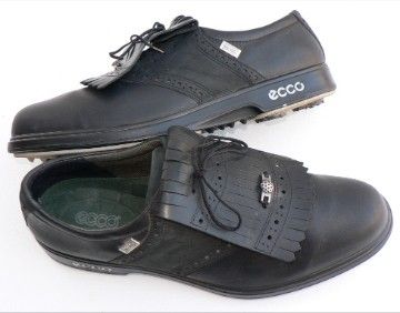   CLASSIC 13 47 BLACK Leather GORTEX Soft Spike Saddle Kiltie Golf Shoes