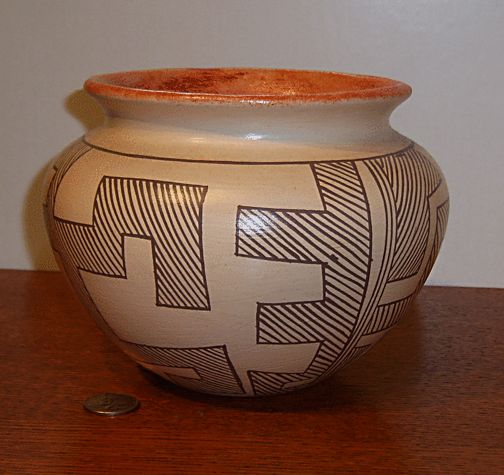 Hopi Mimbres Style Polychrome Pottery Vase  