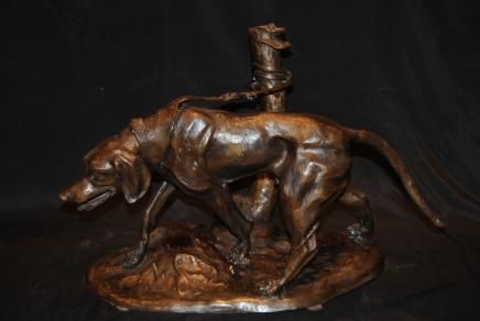 French Bronze Hound Dog Signed PJ Mene Dogs  