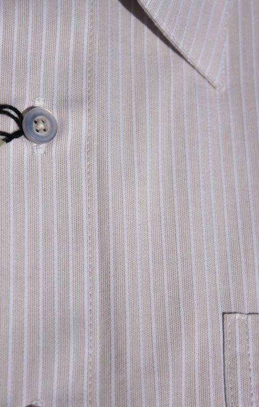 NEW GIORGIO 100% COTTON BEIGE TWILL DRESS SHIRT SZ15 22  