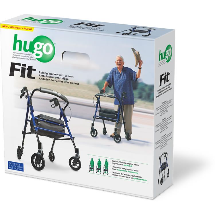 HUGO FIT Rolling Walker with a Seat (pacific blue colour)  