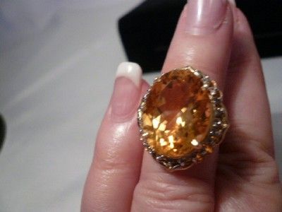 PRINCESS DI 14k GENUINE 21 DIAMOND/CITRINE RING NWOT  