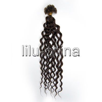 20inch Nail tipped Wavy/Curly Remy Human Hair Extension in 7 colors 