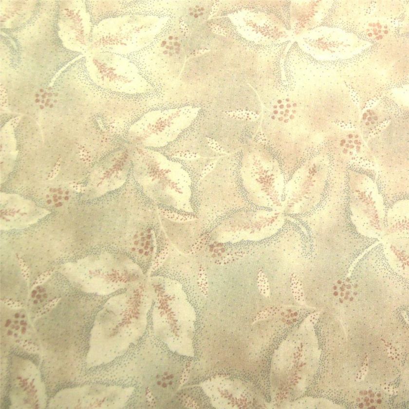 FabriStudio of Japan Leaf Impressions Cream, Tan, Gray Cotton Fabric 