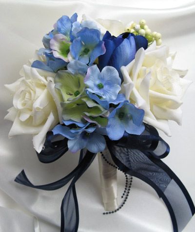 Bridal Bouquet wedding flowers decoration BLUE NAVY  