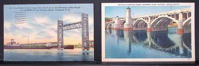 PAIR 1940s BRIDGE PCs, HAVERHILL MA, PORTSMOUTH NH  