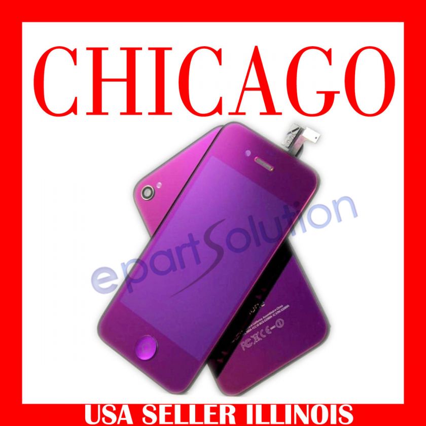 Purple Mirror iPhone4 Color Conversion Housing kit Assembly 4G USA 
