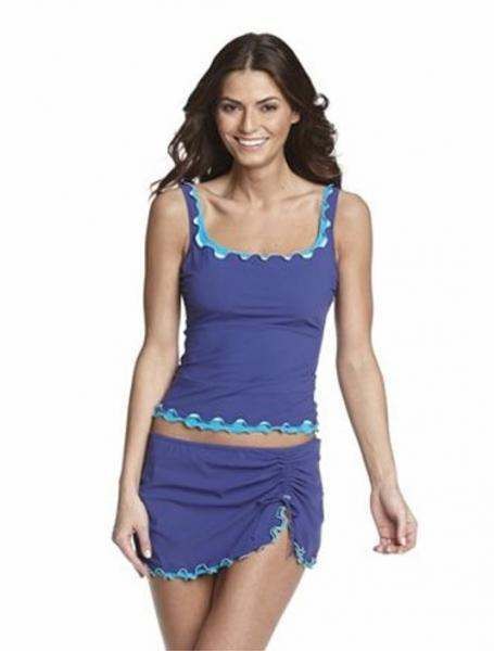 Gottex Profile Aqua Skirted Tankini 12 D cup Swimsuit 34D Cup 12 NEW 