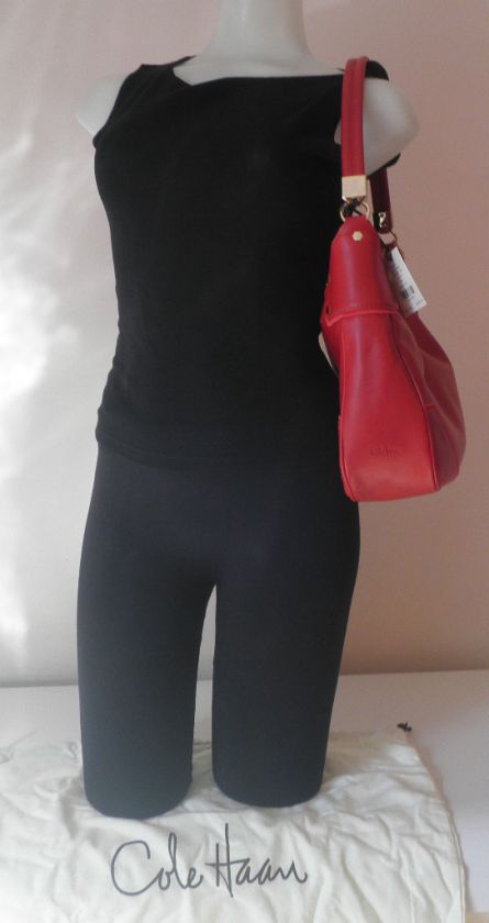   HAAN HANDBAG SUTTON RED SMOOTH LEATHER MAYA HOBO SHOULDER BAG NWT $298