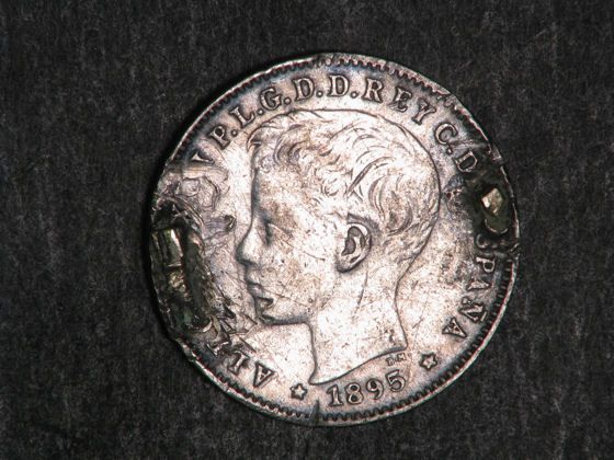 PUERTO RICO 1895 20 Centavos Silver, ex mounted