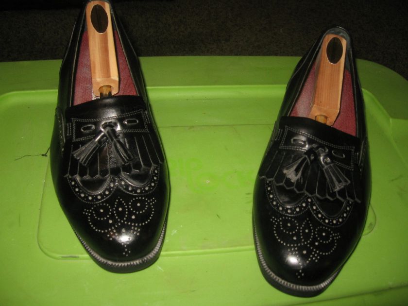 BLACK FLORSHEIM PENNY LOAFERS SHOES W/TASSELS 8.5 EE  