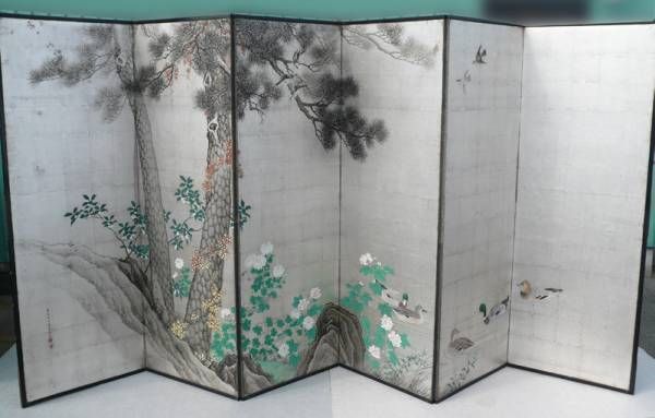 PAIR of Japanese Folding Screen BYOBU Painting LANDSCAP  