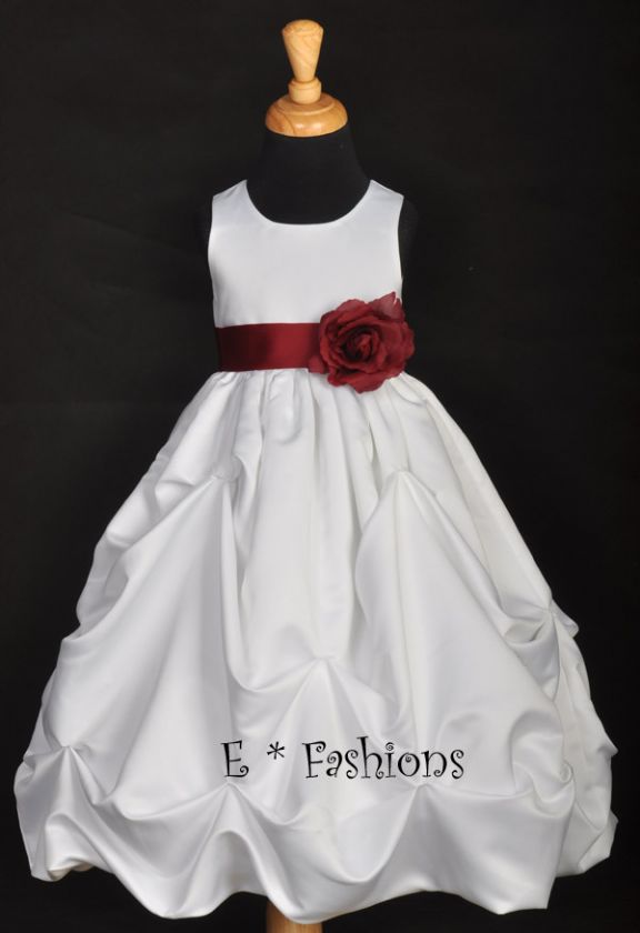 BURGUNDY WINE GOWN FLOWER GIRL DRESS SM LG 2 4 6 8 10  