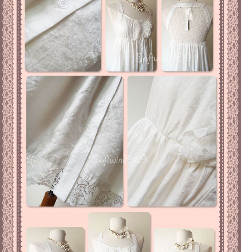   White Shimmer Button Down Ruffle Bib See Thru Lace Back ROMANTIC Dress