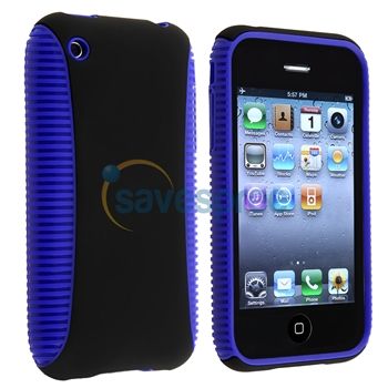 HYBRID Blue TPU Rubber CASE Black Hard COVER+Privacy LCD Film For 