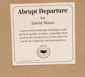 1990 Abrupt Departure David Maass Duck Stamps Framed  