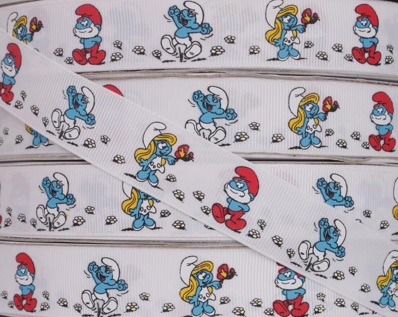   Smurfette grosgrain ribbon hairbows printed 5 yards/50 yards  