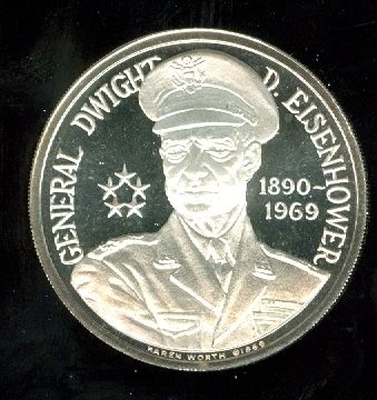 1969 KAREN WORTH EISENHOWER COMMEM 1 OZ SILVER MEDAL PROOF  