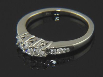 14K WHITE GOLD PAST PRESENT FUTURE DIAMOND WEDDING RING  