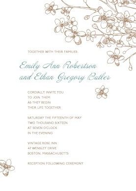 APPLE BLOSSOM WEDDING INVITATIONS AND RSVP W/ENVELOPES  