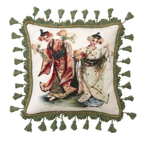 Japanese~D.L. Rhein~Dancing Mums NP Floral Pillow  