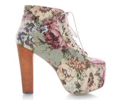 JEFFREY CAMPBELL LITA White Floral Platform HEEL Women sz Pump Bootie 