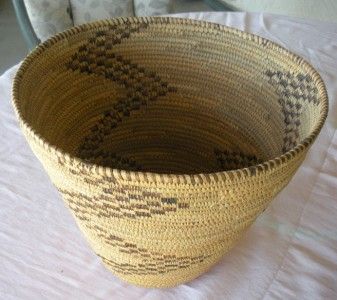 Old tall Pima basket lightening design 10 high 12 dia  