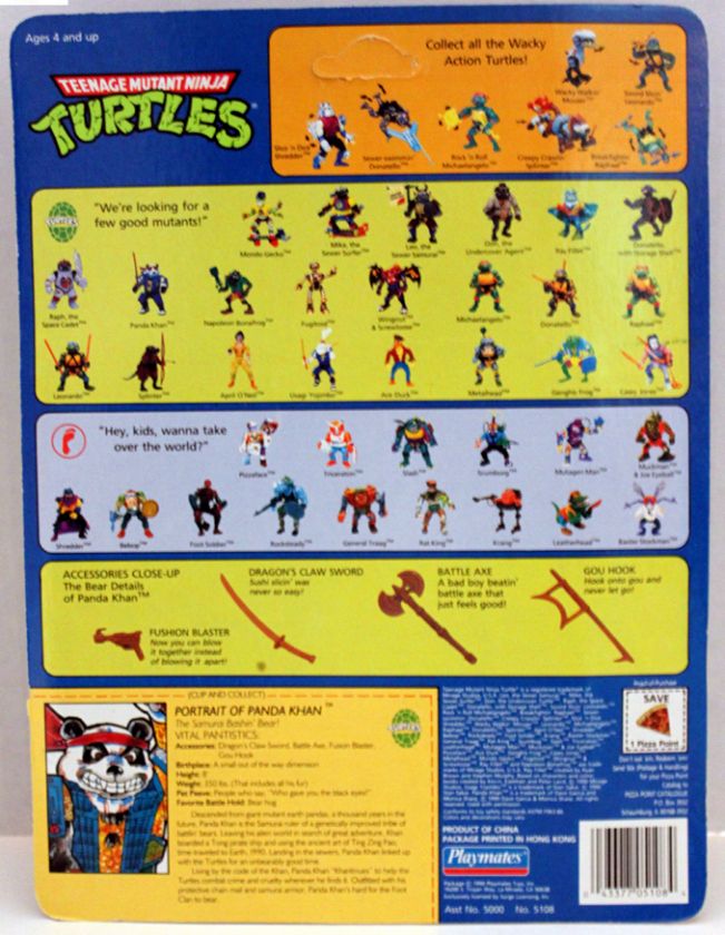   KHAN TEENAGE MUTANT NINJA TURTLES MOC UNPUNCHED PLAYMATES 1990 FIGURE