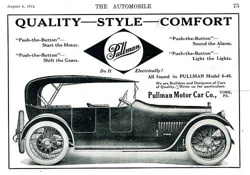 1914 PULLMAN Model 6 48 Motor CAR AD. York, PA  