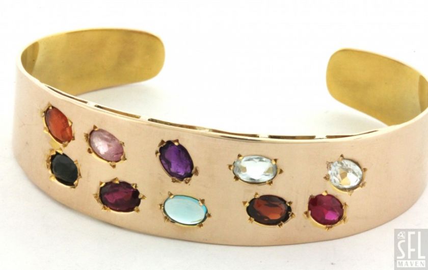 HEAVY 14K GOLD 7.50CTW AQUAMARINE/AMETHYST/GARNET/TOURMALINE/TOPAZ 