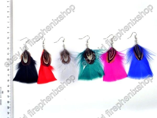   lots jewelry 30pairs handmade pheasant Feather dangle Earrings 6styles