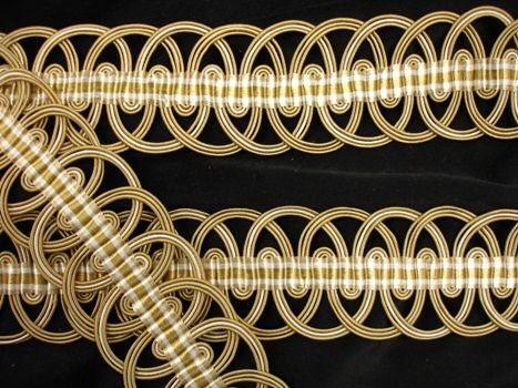 Gold & White Lattice Weave Deco Fabric Embellishment Trim 